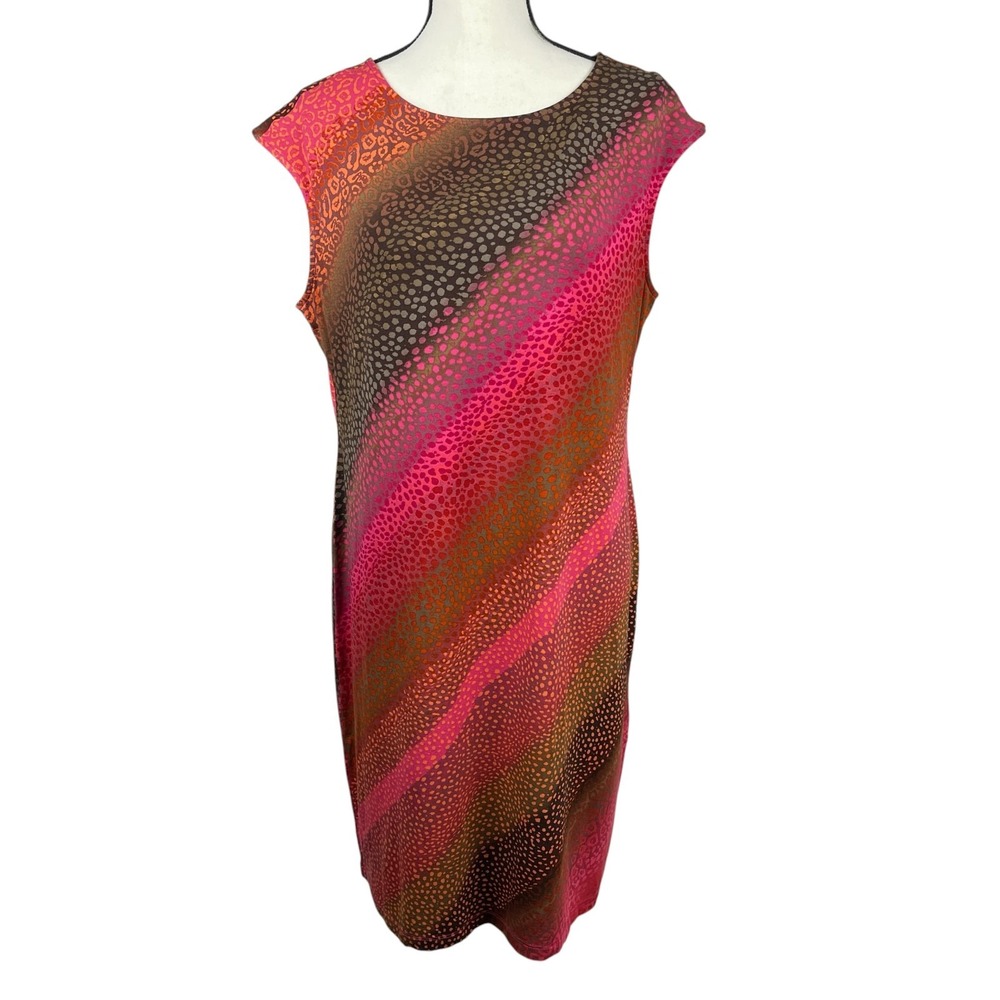 Chico's Women's Dress Size 2 (Large) Ombre Mix Carlie Boat Neck Sleeveless NWT